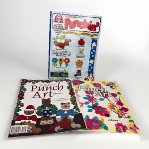 Punch Art Books Lot 3 Craft Pattern Guides Preppy DIY Paper Punch Projects